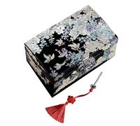 joyero mujer Estuche de madera artesanal con acabado lacado multicapa e incrustaciones de concha natural. Artesanía lacada, almacenamiento de joyas de lujo y regalo de boda.(Black)