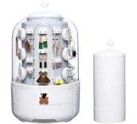 Joyero multifuncional for mujer, cajones de 2 capas, bandeja giratoria de 5 capas for guardar accesorios de joyería con tapa transparente, 40 soportes for pendientes, 9 organizadores for colgar collar