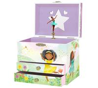 Joyero Musical de Bailarina para Niñas - Caja de Música Infantil Con Bailarina Negra Giratorio, Regalo de Cumpleaños para Niñas, 17,1 x 13,3 x 15,2 cm - Edades 3-10