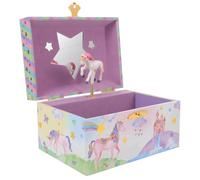 Joyero Musical de Unicornio para Niñas, con Compartimentos Múltiples | Madera, Papel y Metal, Decoración de Escritorio, para Accesorios del Cabello y Collares