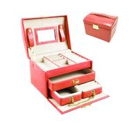 Joyero Organizador de 3 niveles + Mini-Joyero de Viaje Portátil. Caja de Joyería con Llave. Hecha de Polipiel y Forro Aterciopelado para pendientes, anillos, pulseras, collares, hebillas.