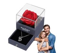 Joyero para collares,Caja para collares de rosas - Caja de almacenamiento romántica para collares | Joyería del día de San Valentín, caja de rosas con collar en forma de corazón para vacaciones