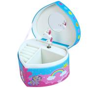Joyero para niña con caja de música, joyero único para niñas en forma de corazón, con caja de música integrada, pony giratorio y espejo, ideal como regalo para niñas de 3, 4, 5, 6, 7 años