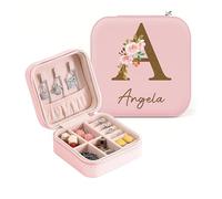 Joyero personalizado - Estuche de joyería de viaje personalizado, regalos de dama de honor, mini organizador de joyas, regalos personalizados para mujeres, ella, novia, mamá, niñas, para Navidad, San