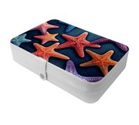 Joyero portátil de viaje Starfish in the Ocean-1198, un gran estuche organizador para anillos, aretes, collares, perfecto para niñas y mujeres, 1 paquete, multicolor, 5.5x8.3x1.8in/14x21x4.5cm, Estilo