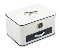 Joyero portátil, Organizador de Joyas con Cajones Espejo Cuero PU Multicolor 25x18x14 cm(White)