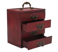 Joyero Retro de 4 Capas con cajón, joyero de Madera Vintage, Gran Capacidad, fácil de Usar para el hogar