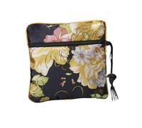 Joyero Viaje Monedero de tela con bordado flores y borlas cobre colgante for guardar dinero, maquillaje, lápiz labial joyas(Color 04)