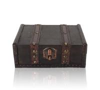 Joyero Vintage De Madera Negro Con Tapa y Pestillo De Bloqueo, Mini Cofre Del Tesoro Para Manualidades, Caja De Almacenamiento Elegante 6.1x4.7x2.4in