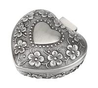 Joyero Vintage, Diseño en Forma de Corazón, Exquisita Elaboración de Flores, Material Aleación Zinc Sólido con Protección Forro Suave para Solución Almacenamiento Versátil, Opción Almacenamiento