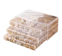 Joyeros Mujer Organizador 1 joyero de 3 capas y 72 compartimentos gran capacidad for anillos, pendientes, collares joyas(Clear)