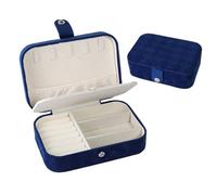 Joyeros Mujer Organizador Caja de almacenamiento joyas boda personalizada, caja joyería viaje portátil, regalos for damas honor, estuche collares y pendientes(Blue2,Rose Gold Text)