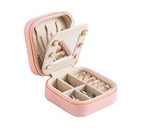 Joyeros Mujer Organizador Caja de joyería de dos capas Organizador Pendientes Anillos Collar Estuche de almacenamiento con Lock Mujeres Girls Regalo(Rose Red)