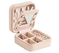 Joyeros Mujer Organizador Caja de joyería de dos capas Organizador Pendientes Anillos Collar Estuche de almacenamiento con Lock Mujeres Girls Regalo(Light Brown)