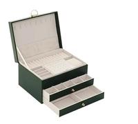 Joyeros Mujer Organizador Joyero de 1, 2 o 3 capas con cerradura sencilla, portátil, for guardar joyas y exhibirlas(Diamond-shaped three-layer dark green)