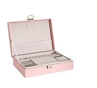 Joyeros Mujer Organizador Joyero de 1, 2 o 3 capas con cerradura sencilla, portátil, for guardar joyas y exhibirlas(Diamond single layer pink)