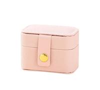 Joyeros Mujer Organizador Joyero pequeño portátil de viaje, sencillo, cuero, for guardar pendientes y collares(Pink)