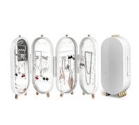 Joyeros Mujer Organizador Plegable, Joyero Premium de 4 Puertas, Organizador de Joyas con 153 Ojales y 21 Ranuras, Soporte de Exhibición de Joyería a Prueba de Polvo para Pendientes Collares Pulseras