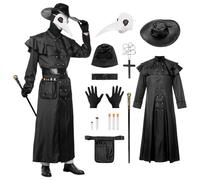 Joyesplay Disfraz Medico de la Peste, Disfraz medieval steampunk de médico de la peste negra para hombre, Set de Accesorios Para Carnaval Halloween(Negro, S)