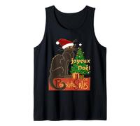 Joyeux Noel Le Chat Noir Parodia con Árbol de Navidad Camiseta sin Mangas
