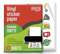 JOYEZA 25 Hojas Papel Adhesivo De Vinilo Imprimible Para Impresoras - Blanco Mate - Resistente Al Agua, Secado Rápido, Colores Intensos - Impresoras De Inyección De Tinta Y Láser