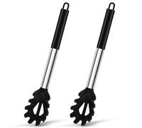 Joyfair 2 cucharas de espagueti de silicona con mango de acero inoxidable (negro)