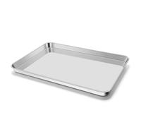 Joyfair Bandeja para horno, bandeja grande de acero inoxidable, 45 x 33 x 2,5 cm, bandeja rectangular para horno para hornear, asar, servir, no tóxica y saludable, apta para lavavajillas