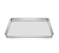 Joyfair Bandeja para horno, bandeja grande de acero inoxidable, 50,8 x 35,5 x 2,5 cm, bandeja rectangular para horno para hornear, asar, servir, no tóxica y saludable, apta para lavavajillas