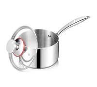 Joyfair Cacerola de 16 cm para inducción, de acero inoxidable de 3 capas, con tapa de cristal, 1,8 litros