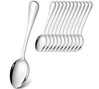 Joyfair Juego de 12 cucharas de acero inoxidable de 20,8 cm, cucharas grandes de 20,8 cm, cucharas modernas para cocina, hogar, restaurante, asas redondas y bordes lisos, apto para lavavajillas
