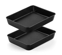 Joyfair Juego de 2 bandejas de horno de acero inoxidable con revestimiento antiadherente, pequeñas bandejas para hornear / latas rectangulares para asar brownie, lasaña, flapjack, sin óxido y diseño