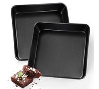 Joyfair Juego de 2 moldes cuadrados de acero inoxidable con superficie antiadherente, molde para hornear ideal para asar pan, lasaña, brownie, carne de res, fácil liberación y fácil limpieza, 21 cm