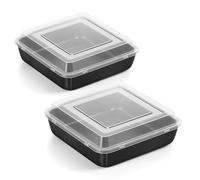 Joyfair Juego de 2 moldes cuadrados para tartas, de acero inoxidable con tapa hermética, antiadherente, rectangular, molde para hornear brownie, perfecto para lasaña/brownie/pasteles, saludable y