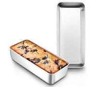 Joyfair Juego de 2 moldes de pan rectangulares de acero inoxidable, 31,2 cm, 7,5 cm de profundidad, para pan, pastel, tostadas, saludable y no tóxico, fácil de limpiar y apto para lavavajillas