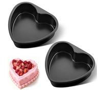 Joyfair Juego de 2 moldes para tartas antiadherentes (2, 17 x 16 cm), diseño de corazón