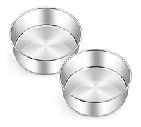 Joyfair Juego de 2 moldes redondos de acero inoxidable de 24 cm, 7 cm de alto, molde para tartas de cumpleaños/boda/Navidad, saludable y no tóxico, apto para lavavajillas