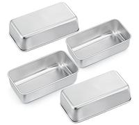 Joyfair Juego de 4 Moldes de Acero Inoxidable Para Pan y Tostadas, Torta Real Para Pastel, 23 cm x 12 cm x 6 cm, Saludable, No Tóxico, Fácil de Desmoldar
