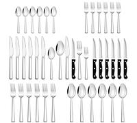 Joyfair Juego de cubiertos para 6 personas, de acero inoxidable, 36 piezas, con cuchillo de carne, elegantes cubiertos para comer, con cuchillo, tenedor, cuchara, cubertería para