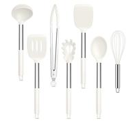 Joyfair Juego de utensilios de cocina, 7 unidades, color blanco, antiadherente, resistente al calor, utensilios de cocina para cocinar, hornear, flip, fácil de limpiar y apto para lavavajillas