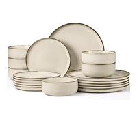 Joyfair Juego de vajilla para 6 personas, 18 piezas, de gres, resistente a los arañazos, esmalte reactivo, juego con plato llano, platos de postre, cuencos de cereales, microondas y lavavajillas