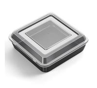 Joyfair Molde cuadrado antiadherente, de acero inoxidable con tapa hermética, ideal para lasaña, brownies y pasteles, saludable y fácil de limpiar