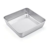 Joyfair Molde cuadrado para tartas de acero inoxidable, molde para hornear, cazuela, 23,5 x 23,5 x 5 cm, perfecto para brownie, lasaña, pastel, saludable y duradero, fácil de limpiar y apto para