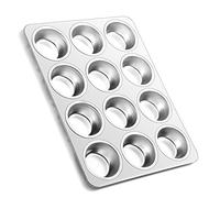 Joyfair Molde para magdalenas, bandeja de acero inoxidable para 12 magdalenas, apto para horno y lavavajillas