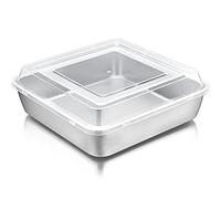 Joyfair Molde para tartas, Molde cuadrado para hornear con tapa, Molde cuadrado de acero inoxidable para brownies, perfecto para lasañas/brownies/tartas, sano y resistente