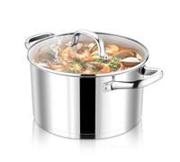 Joyfair Olla de 20 cm, base de 3 capas, acero inoxidable con tapa de cristal, olla de inducción para todo tipo de cocinas, olla de 3,7 L para pasta, sopa, guisos, saludable y apta para lavavajillas