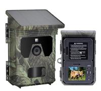 JoyFan - Cámara de caza solar (24 MP, 1080 p, 2600 mAh, cámara de caza con visión nocturna, cámara de caza infrarroja activada por movimiento impermeable IP65 para vigilancia de la vida silvestre