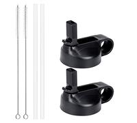 JoyFan Tapa con popote para botella de agua Hydro Flask de boca ancha, 2 pajitas y 2 cepillos para popote, compatible con la mayoría de marcas de botellas de agua de boca ancha
