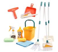 Joyfia Juego de limpieza de 12 piezas para niños, niños pequeños, incluye escoba, recogedor, fregona, cepillo, raspador, esponja y más, juguetes domésticos para niñas y niños a partir de 3 años