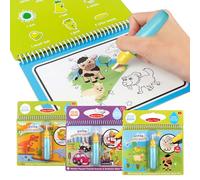 Joyfia Libros Dibujo Agua, Libros para Colorear Sin Líos Garabatos con Rotuladores, Juguetes Educativos Regalo Cumpleaños para Niñas Niños (Dinosaurios & Dibujos Animados & Vehículo)