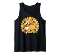 Joyful Golden Retriever Saltando Pelota de Tenis Dibujos Animados Perro Amor Camiseta sin Mangas